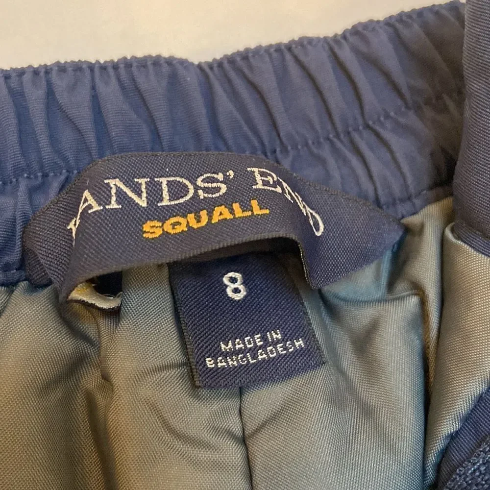 Lands' End Blue Squall Snow Pants Iron Knee Grow-a-Long Size 8